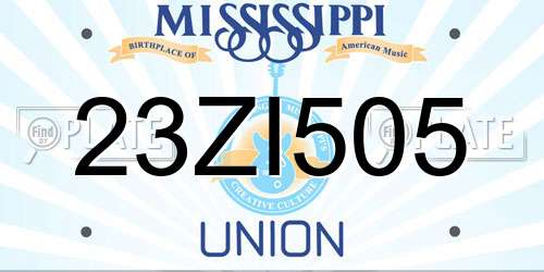 23ZI505 Mississippi License Plate