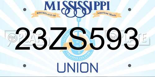 23ZS593 Mississippi License Plate