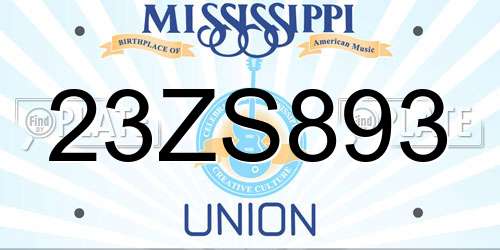 23ZS893 Mississippi License Plate