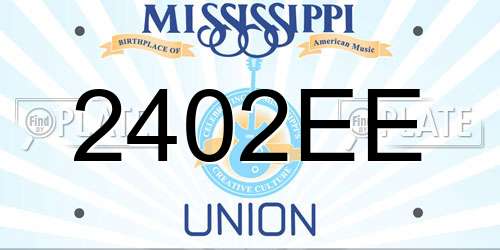2402EE Mississippi License Plate
