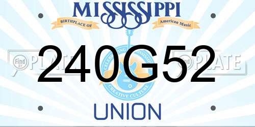 240G52 Mississippi License Plate