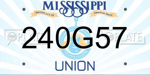 240G57 Mississippi License Plate