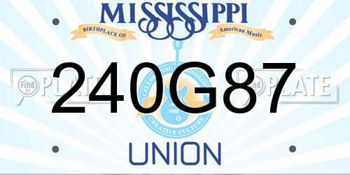 240G87 Mississippi License Plate