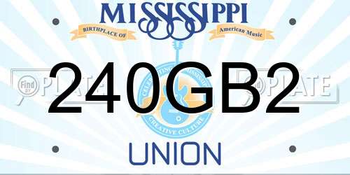 240GB2 Mississippi License Plate
