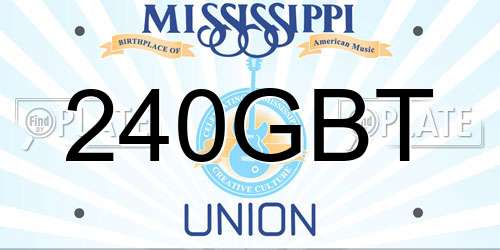 240GBT Mississippi License Plate