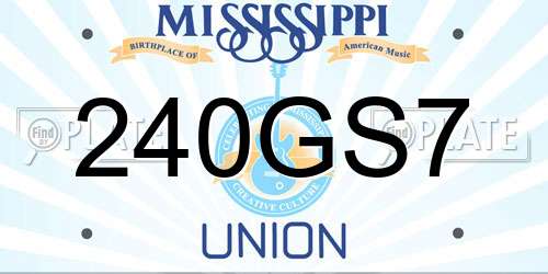 240GS7 Mississippi License Plate