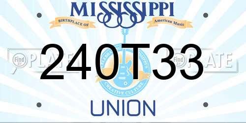 240T33 Mississippi License Plate