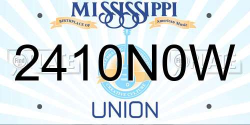 2410N0W Mississippi License Plate