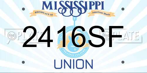 2416SF Mississippi License Plate