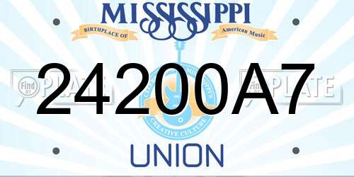 24200A7 Mississippi License Plate