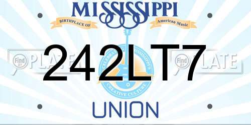 242LT7 Mississippi License Plate