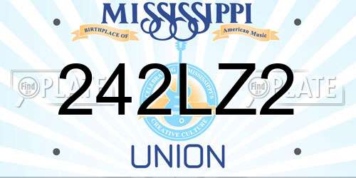 242LZ2 Mississippi License Plate