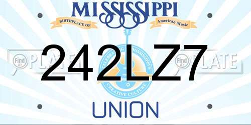 242LZ7 Mississippi License Plate