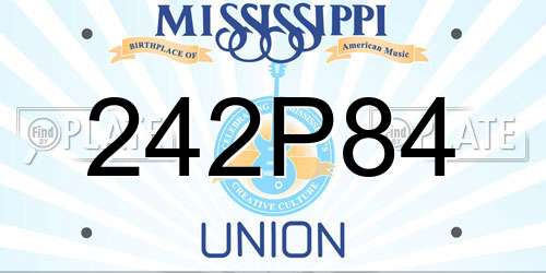 242P84 Mississippi License Plate