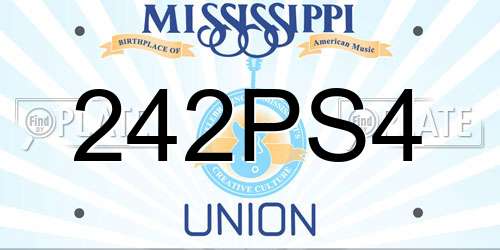 242PS4 Mississippi License Plate