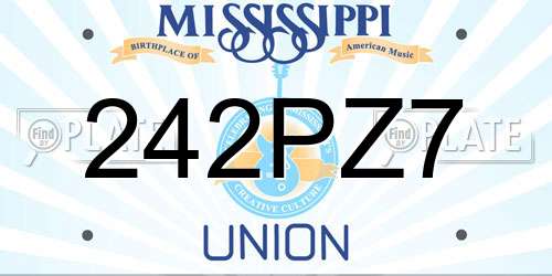 242PZ7 Mississippi License Plate
