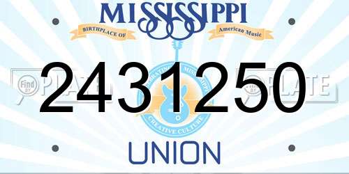 2431250 Mississippi License Plate