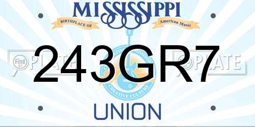 243GR7 Mississippi License Plate