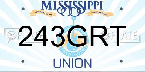 243GRT Mississippi License Plate