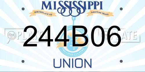 244B06 Mississippi License Plate