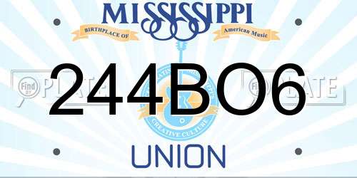 244BO6 Mississippi License Plate