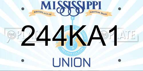 244KA1 Mississippi License Plate