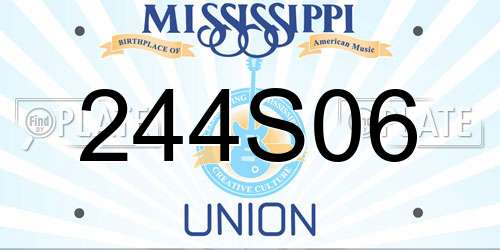 244S06 Mississippi License Plate