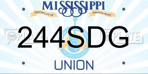 244SDG Mississippi License Plate