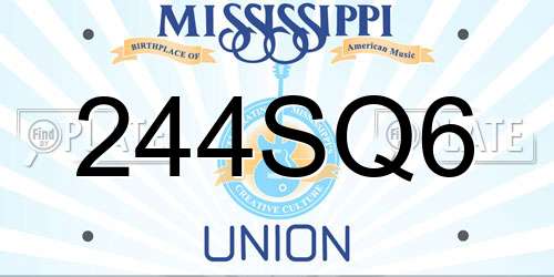 244SQ6 Mississippi License Plate