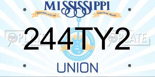 244TY2 Mississippi License Plate