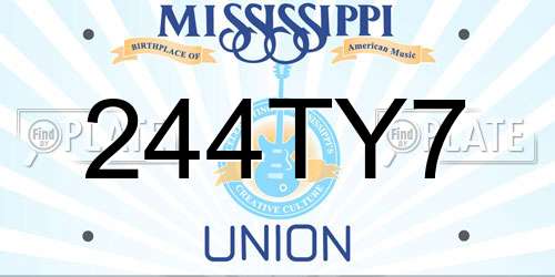 244TY7 Mississippi License Plate