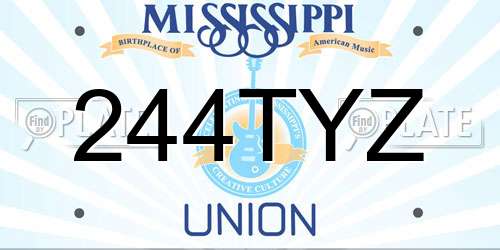 244TYZ Mississippi License Plate