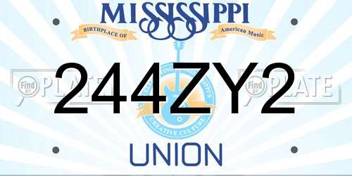 244ZY2 Mississippi License Plate