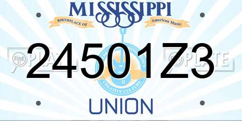 24501Z3 Mississippi License Plate