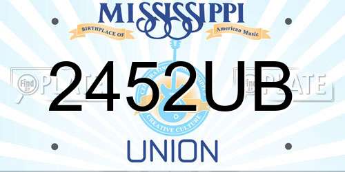 2452UB Mississippi License Plate