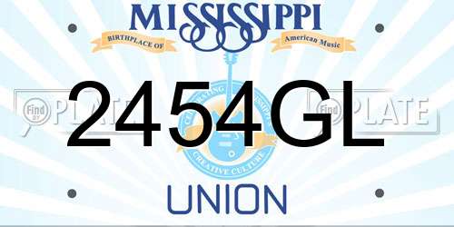 2454GL Mississippi License Plate