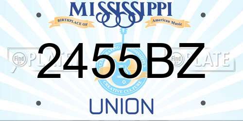 2455BZ Mississippi License Plate