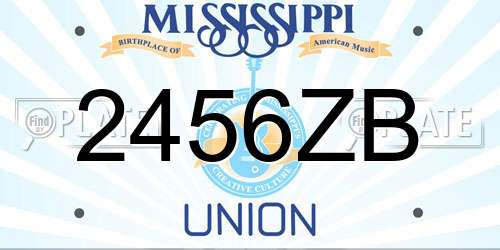 2456ZB Mississippi License Plate