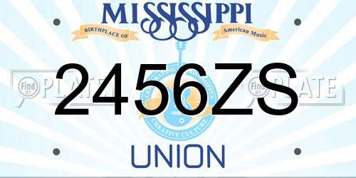 2456ZS Mississippi License Plate