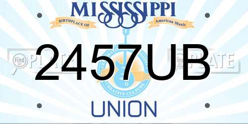 2457UB Mississippi License Plate