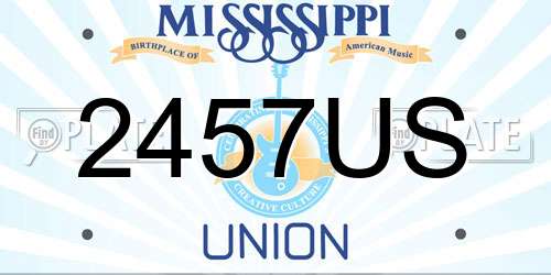 2457US Mississippi License Plate