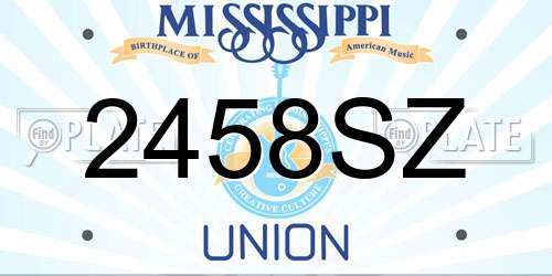 2458SZ Mississippi License Plate
