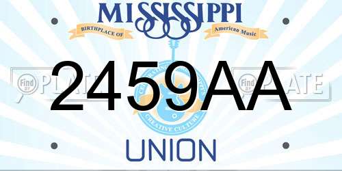 2459AA Mississippi License Plate