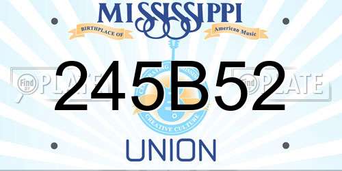 245B52 Mississippi License Plate