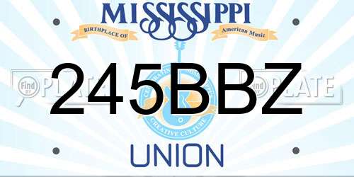 245BBZ Mississippi License Plate