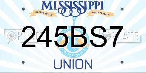 245BS7 Mississippi License Plate