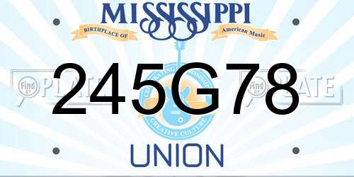 245G78 Mississippi License Plate