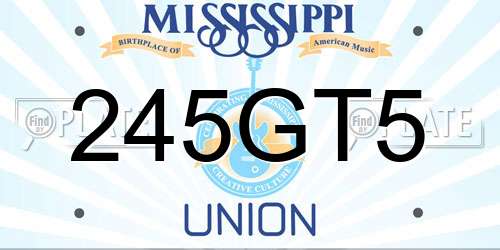 245GT5 Mississippi License Plate