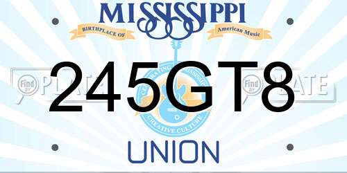 245GT8 Mississippi License Plate