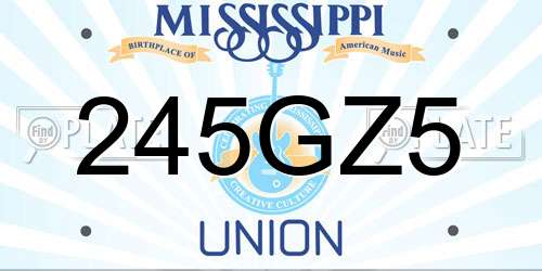 245GZ5 Mississippi License Plate